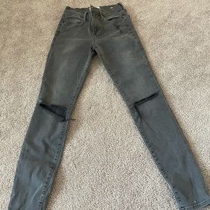 Frame grey denim jeans with rips on knees
